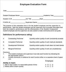 Employee Evaluation Examples Employee Evaluation Form Evaluation Employee Evaluation Form