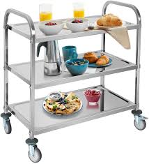 The cart is nsf certified and provides a sturdy working surface for all your culinary needs. Buy 3 Tier Stainless Steel Utility Cart Kitchen Service Rolling Cart Commercial Storage Trolley 330 Lbs Load With 4 Universal Wheels 2 Lockable For Home Kitchen Island Restaurant Hotel Hospital Warehouse Online In Kazakhstan B093h9rjvh