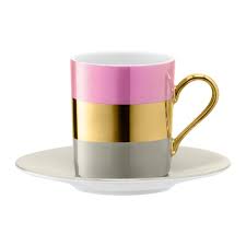 Lsa Bangle Espresso Coffee Cups Saucers 2 Rose Black By Design
