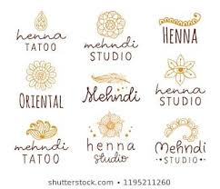 Vector Henna Mehndi Logo Set Traditional Mandala Flower Tattoo Studio Emblem Indian Oriental Style Logotype Flo Mehndi Images Mandala Flower Tattoos Mehndi