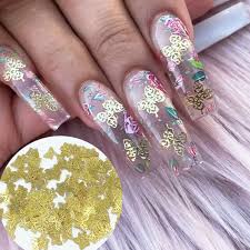 Follow for daily nails inspiration 😍 dm for credit and removal 🙂 👇best game👇#ad theplug.co/terrarium/22333/29099. Gold Mini Metal Butterflies Glitter Metallic Nail Sequins Flakes Ultra Thin Acrylic Nails Decoration Rhinestones Decorations Aliexpress