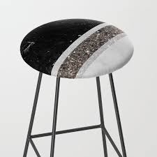 Black And White Striped Stool Black And White Marble Silver Glitter Stripe Glam 1 Minimal Decor Art Society6 Bar Stool By Anitabellajantz Society6