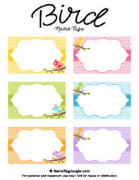 Bird Name Tags Name Tag Templates Tag Templates Name Tags