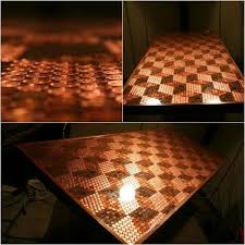 How To Make A Penny Tabletop With 5000 Pennies And Some Spare Time Penny Floor Penny Decor Penny Table