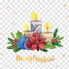 Christmas Candle Flower Drawing Transparent Png