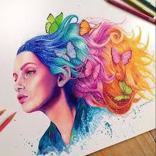 Butterfly girl"💕🦋 amazing use of colours by @sannefineart . . Follow us  👉 @artistic_glitz 🔥 . Tag your friends👇👇 . #drawing #draw #sketch #art  #artist #arte #artoftheday #artistic #artsy #illustration #photooftheday  #painting #