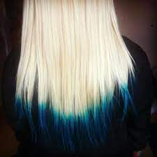Blue Dip Dye Dip Dye Is One Of The Techniques That Can Be Used To Create Interesting Colour Effects Blue Tips Hair Dip Dye Hair Blonde Hair With Blue Tips