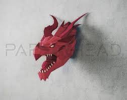 Diy Polygonal Fierce Leopard Head Pdf Template Etsy Paper Animals Dragon Head Dragon Sculpture