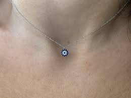 Pin Pa Evil Eye With Diamond Necklace 14k Rose Gold Solid 14k Rose Gold Diamond Evil Eye Necklace