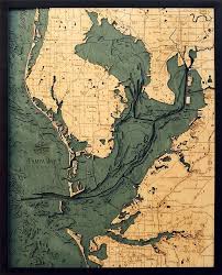 tampa bay 3 d nautical wood chart 24 5 x 31