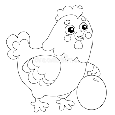 Rooster, chicken, domestic farmer bird. Coloring Page Outline Of Cartoon Chicken Or Hen With Egg Farm Animals Coloring Book For Kids Stock Vector Illustration Of Cluck Hens 166327369