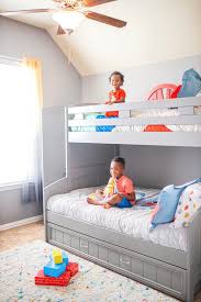 Our Boys Bunk Bed Room Is Finally Finished Let Me Take You On The Journey Of Deciding To Ge Childrens Bedroom Furniture Bunk Beds For Boys Room Bunk Bed Rooms