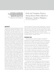 Pdf Graft And Corruption Practices Among Selected Public Officials In Mindanao Southern Philippines