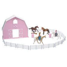 New Ray Pink Barn Horse Set Toy Playsets Horse Barns Horses Toy Playsets
