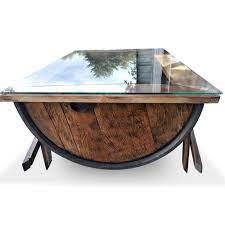 3 s z p o 4 y 6 9 2 o d n s o r e d 5 4. Handcrafted Whiskey Barrel Coffee Table Glass Top Repurposed Rustic Rustic Deco Incorporated