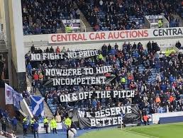 Report as celtic are dumped out of the scottish cup by old firm rivals rangers in round four having won the trophy in each of the previous four seasons; Rangers Fans Make Banners Protest Over Ibrox Mismanagement Heraldscotland