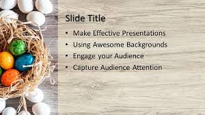 It can be used for presentations related to kitchen topics, presentations for chefs, diet experts, and nutritionists. Free Easter Eggs Powerpoint Template Free Powerpoint Templates