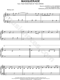 Please notify me about your use of my music. Masquerade From The Phantom Of The Opera Sheet Music Easy Piano Piano Solo In C Major Download Print Sku Mn0115989