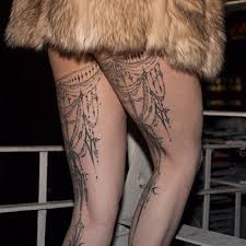 Black And White Floral Thigh Tattoo Detailed Chandelier Dangle Style Thigh Back Leg Tattoo Design Black And White Gothic Victorian Vintage Leg Tattoos Back Of Thigh Tattoo Victorian Tattoo
