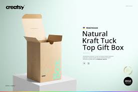 When designing a gift box, you would definitely want to use a mockup first before you send it out for production. Kraft Tuck Top Gift Box Mockups Set Box Mockup Top Gifts Luxury Box Packaging