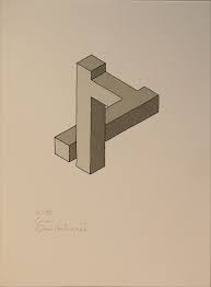 Images For 42575 Oscar Reutersvard Omojlig Figur Farglitografi Signerad 4 90 Auctionet Optical Illusions Illusions 3d Pencil Drawings