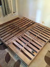 There are a dozen ways to repurpose wooden pallets, one is make a bed out of it. King Size Pallet Bed Pallet Bed Frame King Size Pallet Bed Pallet Bed
