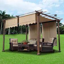 2x 15 5x4 Ft Canopy Cover Replacement Top With Valance For Pergola Structure Beige Pergola Pergola Patio Gazebo Pergola