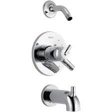 Delta Trinsic Chrome 1 Handle Bathtub And Shower Faucet Valve Not Included Lowes Com Shower Faucet Delta Trinsic Shower Tub