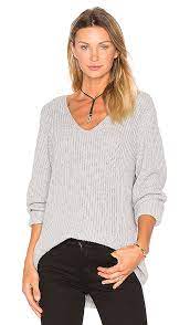 Three Dots Willa Slouchy V Neck Sweater In Granite Revolve