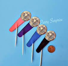Microphone Cupcake Toppers Music Dance Kareoke Birthday Party Etsy Cupcake Toppers Microphone Cupcakes Kids Party Decorations