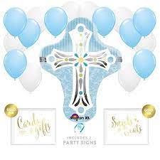 Pin By Rennelle Mcdonald On 1er Ano In 2021 Party Balloons Baptism Decorations Boy Balloon Arrangements