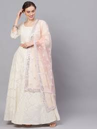 Personalized search, content, and recommendations. White Mirror Work Lehenga Choli With Net Dupatta