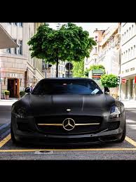 Black And Gold Car Color Satin Black With Gold Trim Merc Mercedes Benz Sls Sport Cars Dream Cars