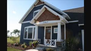 Blue House With White Trim And Cedar Shakes House Exterior Blue Craftsman Exterior Craftsman Style Porch