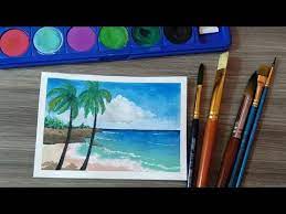 Gambar pemandangan alam menggunakan cat air wallpapercave.com. Watercolor Painting Pemandangan Tepi Pantai Youtube