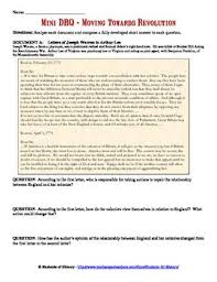 American Revolution Mini Dbq Worksheet Dbq Social Studies Middle School American Revolution