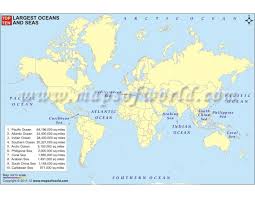 Top Ten Largest Oceans And Seas Thematic World Map Largest Ocean Oceans Of The World Ocean