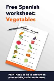 free spanish worksheet vegetables free printable and pdf