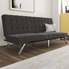 Shop for grey chaise lounges at bed bath & beyond. Amazon Com Dhp Emily Futon With Chrome Legs Grey Linen Furniture Decor