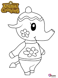 Printable Animal Crossing Character Tia Coloring Page Animal Coloring Page Elephant Coloring Animal Crossing Characters Animal Crossing Fan Art Animal Crossing