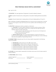 In the provided fields, enter the date that the parties are completing the document, followed by the full names of the landlord and tenant(s). Free Printable Basic Rental Agreement Templates At Allbusinesstemplates Com