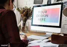 Download Premium Psd Of Female Fashion Designer With A Computer Mockup Computer Mockup Mockup Mockup Design