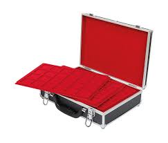 Tablo presentation case for 10 trays. Large Coin Collection Case With 8 Red Coin Trays In 5 Different Tray Variations For 355 Coins Lindner Original