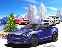 Ford Mustang Say S Merry Christmas From The Automotive Art Of Danny Whitfield Automotive Art Muscle Cars Mustang Mustang