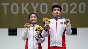 Jiang ranxin (l) and pang wei (r) of chinese shooting team compete during the 10m air pistol mixed team final at the tokyo 2020 olympic games in. Aywvqv9 2zsxjm