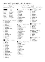 Moon Druid Complete Spell Sheet Ee Ua Xgte En Es Dungeon Masters Guild Dungeon Masters Guild