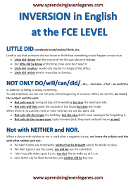 Inversion In English At The Fce Level Inversions Word Transformation English Grammar