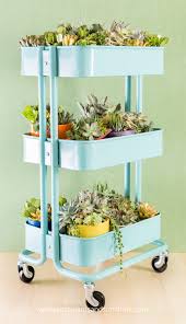 How To Plant A Succulent Garden In An Ikea Cart Succulents In Containers Ikea Raskog Diy Succulent Terrarium