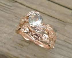Leaves Wedding Set Rose Gold Engagement Ring Set Leaves Ring Etsy Rose Gold Engagement Ring Set Vintage Engagement Rings Black Hills Gold Jewelry