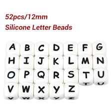 Unfollow mixed letter alphabet beads to stop getting updates on your ebay feed. Dummy Clips Make Your Own Silicone Letters 12mm Mix 52pcs Teething Beads Kit Personalised Name Baby Teething Pacifier Chain Diy Bulk Set Custom 52pack Buy Online In Montenegro At Desertcart Productid 82230302